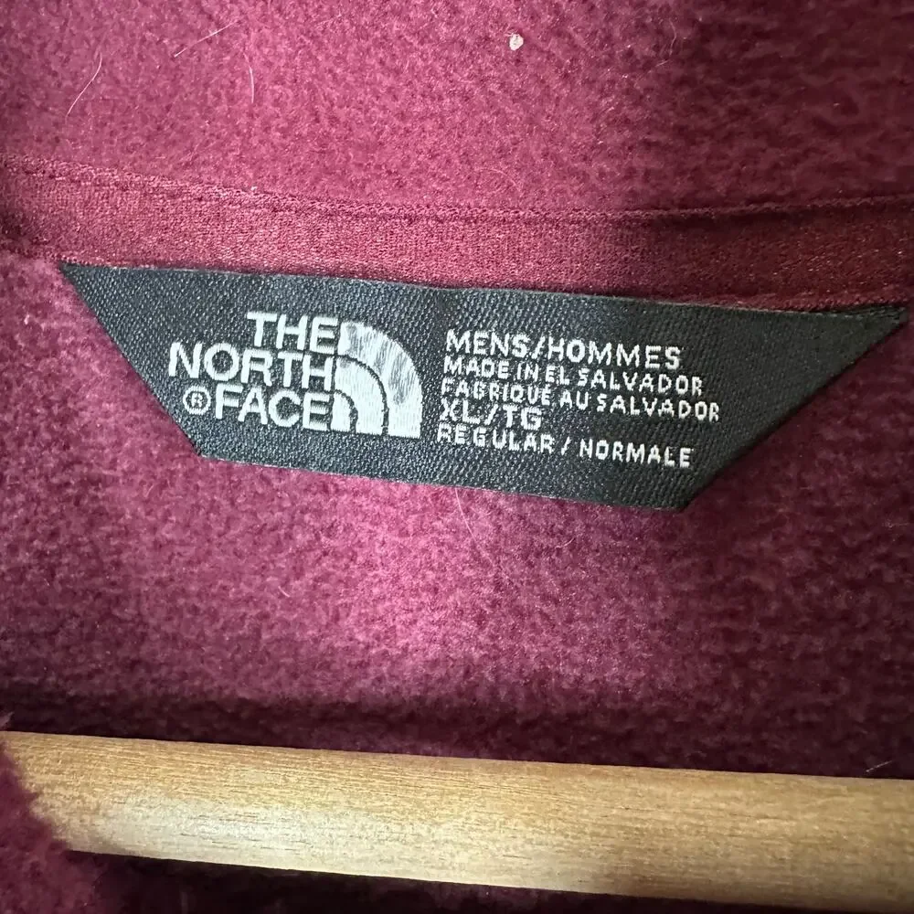 The North Face XL Maroon Fleece 1/4 Zip Pullover Jacket Outdoor Hiking Rugged